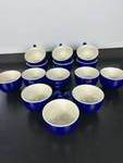 set of 14 cobalt blue mugs