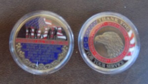 lot 180 image: Veteran challenge coins x 2