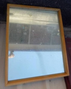lot 200 image: wood framed mirror 27x34