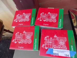 lot 194 image: Train ornaments qty 4 NIB