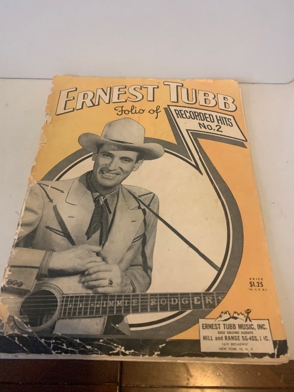 lot 106 image: VINTAGE ERNEST TUBB FOLIO OF RECORDED HITS NO. 2 COUNTRY MUSIC SONGBOOK  ORIGINAL $1.25 PRICE