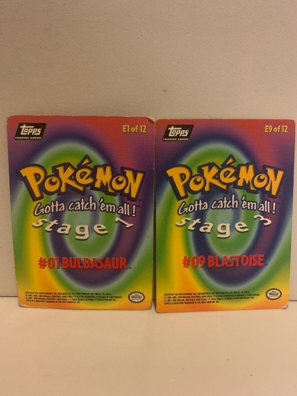lot 39 image: VINTAGE 1999 TOPPS POKMON TV ANIMATION EDITION  BULBASAUR & BLASTOISE  2 CARD LOT