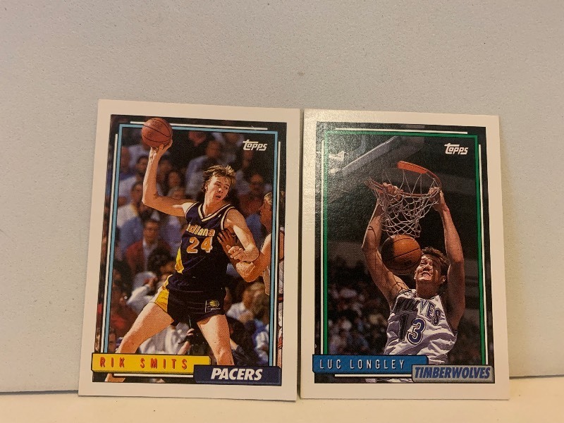 lot 48 image: 1992 TOPPS BASKETBALL CARD LOT  RIK SMITS #140 & LUC LONGLEY #89  NBA CENTERS
