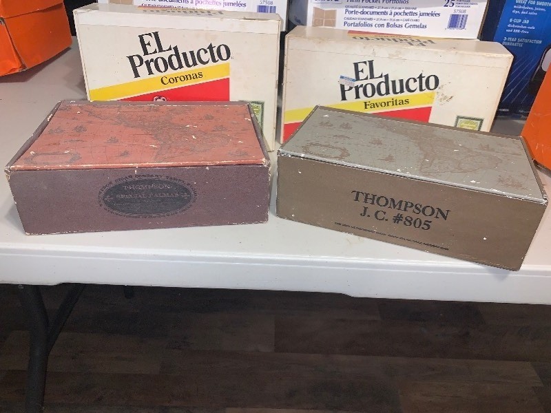lot 99 image: LOT OF 4 EMPTY CIGAR BOXES DECORATIVE STORAGE & CRAFT BOXES