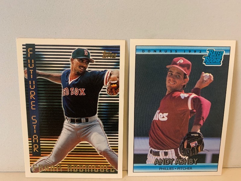 lot 165 image: BASEBALL CARD LOT  FRANK RODRIGUEZ TOPPS FUTURE STAR & 1992 DONRUSS ANDY ASHBY RATED ROOKIE  2 CARDS