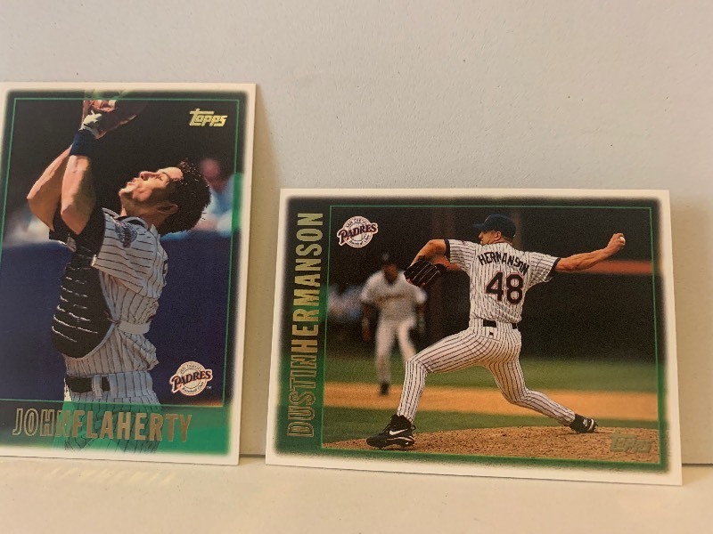 lot 194 image: 1997 TOPPS BASEBALL CARD LOT  JOHN FLAHERTY & DUSTIN HERMANSON  2 CARDS