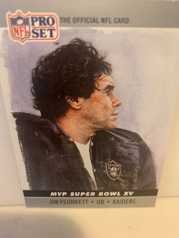 lot 209 image: AUCTION LISTING  JIM PLUNKETT PRO SET OFFICIAL NFL CARD  RAIDERS
