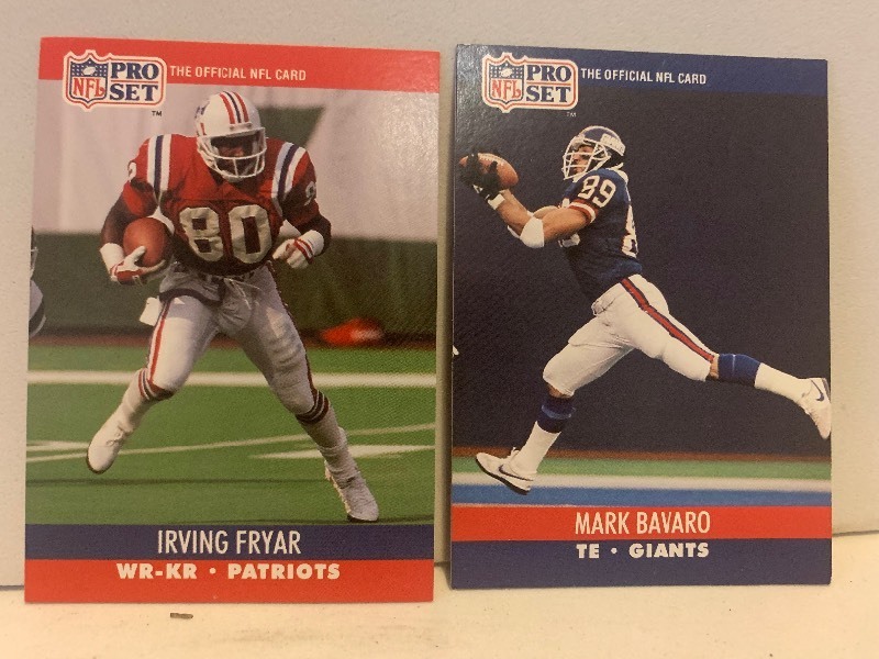 lot 214 image: AUCTION LISTING  LOT OF 2 1990 PRO SET NFL FOOTBALL CARDS  IRVING FRYAR & MARK BAVARO
