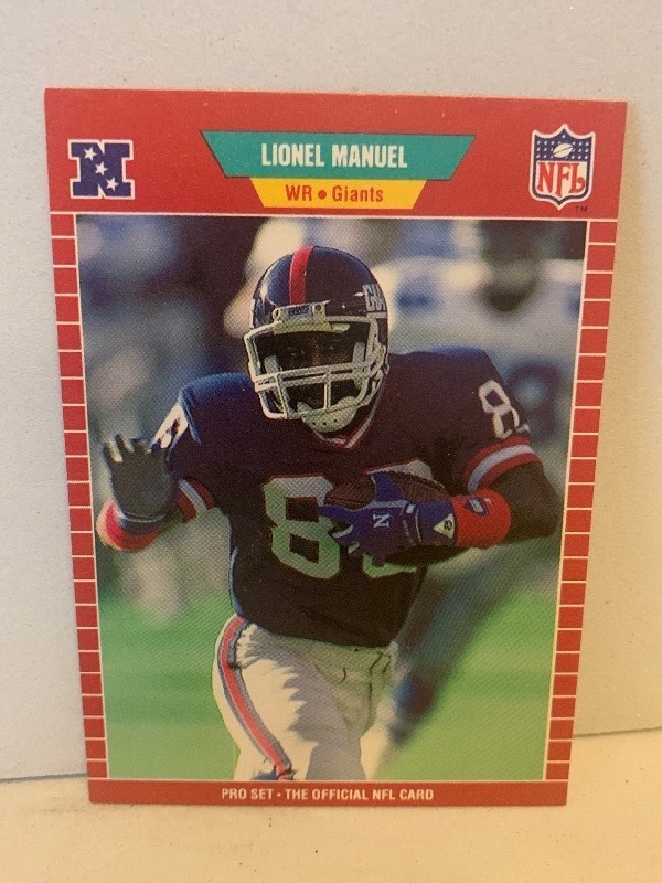 lot 232 image: LIONEL MANUEL NEW YORK GIANTS WR #86  PRO SET OFFICIAL NFL FOOTBALL CARD