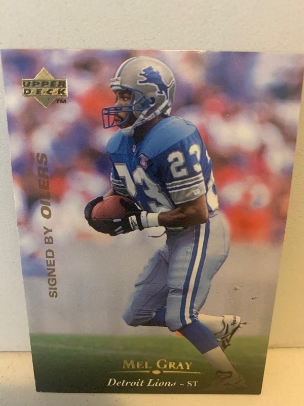 lot 238 image: MEL GRAY DETROIT LIONS #23  UPPER DECK SIGNED BY OILERS FOOTBALL CARD