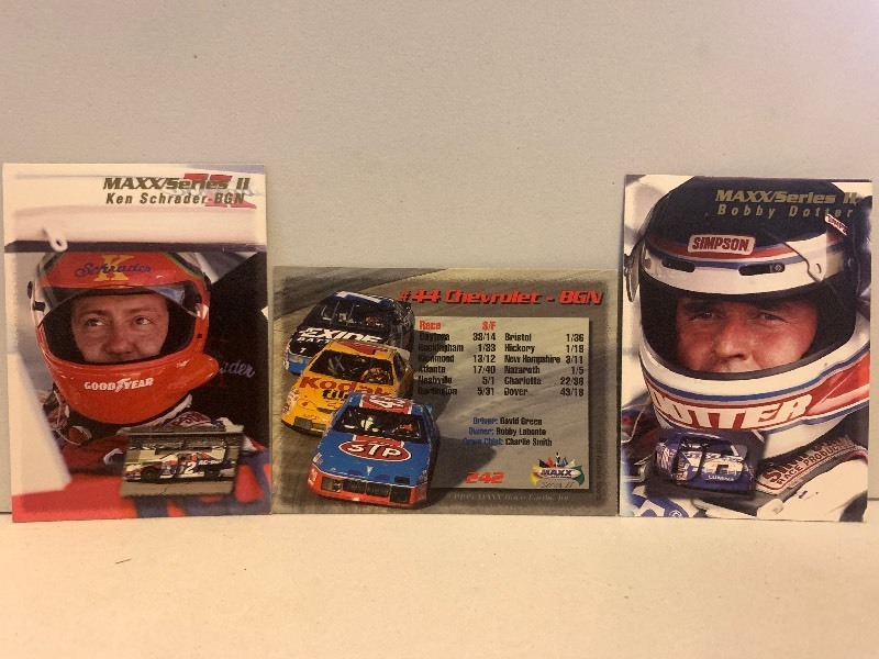 lot 283 image: MAXX SERIES II NASCAR RACING CARD LOT  KEN SCHRADER & BOBBY DOTTER  3 CARDS