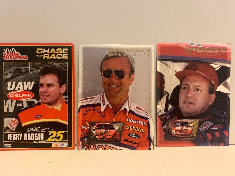 lot 284 image: NASCAR RACING CARD LOT  JERRY NADEAU, MIKE HILL & KEN SCHRADER  3 CARDS