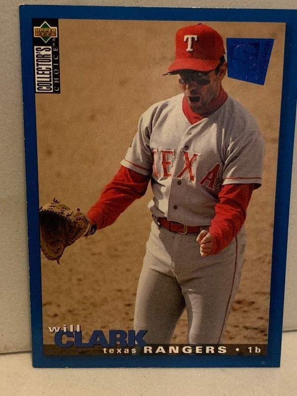lot 152 image: 1995 UPPER DECK WILL CLARK #184  TEXAS RANGERS  6-TIME ALL-STAR BASEBALL CARD