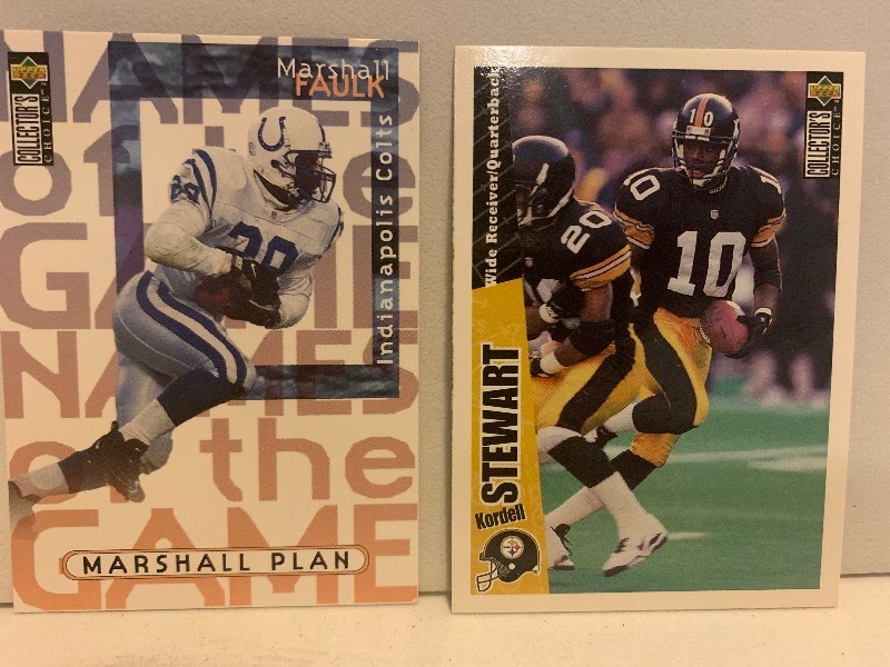 lot 221 image: LOT OF 2 COLLECTORS CHOICE NFL CARDS  MARSHALL FAULK & KORDELL STEWART