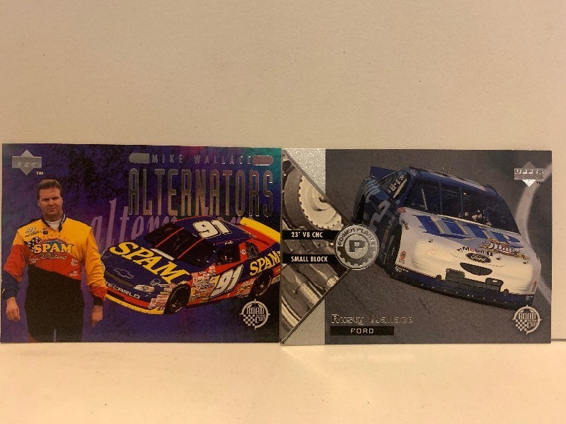 lot 287 image: 1997 UPPER DECK NASCAR RACING CARD LOT  MIKE WALLACE & RUSTY WALLACE  2 CARDS