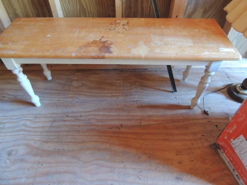 lot 97 image: Bench- blond top white legs