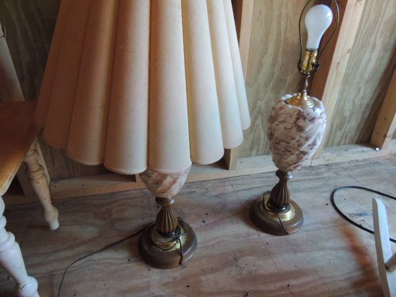 lot 96 image: Vintage marble lamps x 2