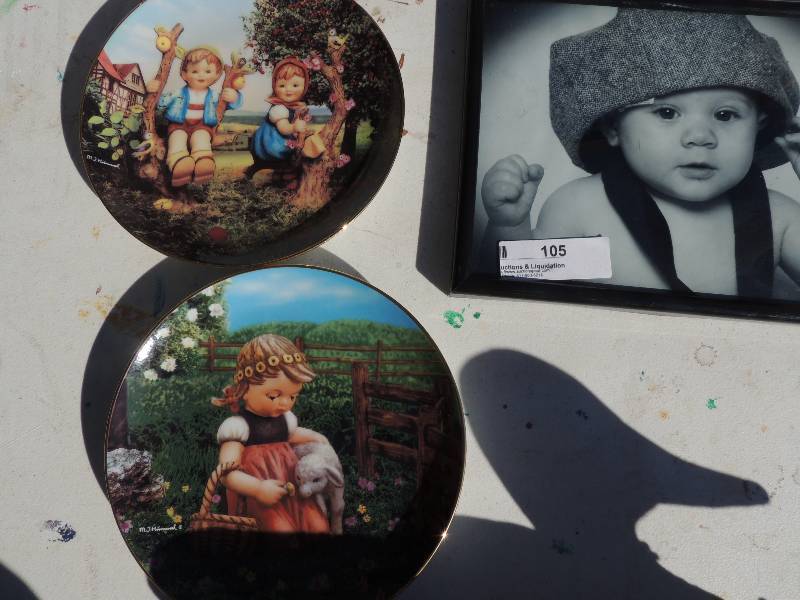 lot 105 image: HUMMEL  DECORATIVE PLATES BY DANBURY MINT  QTY 2,  , 8 x 10 picture frame.