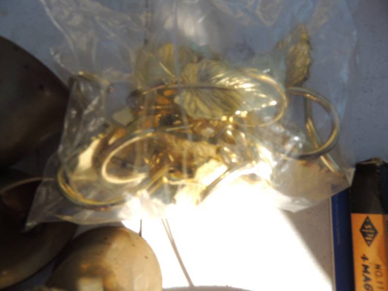 lot 125 image: Bag of gold plated leaves and 6 bells on a rope
