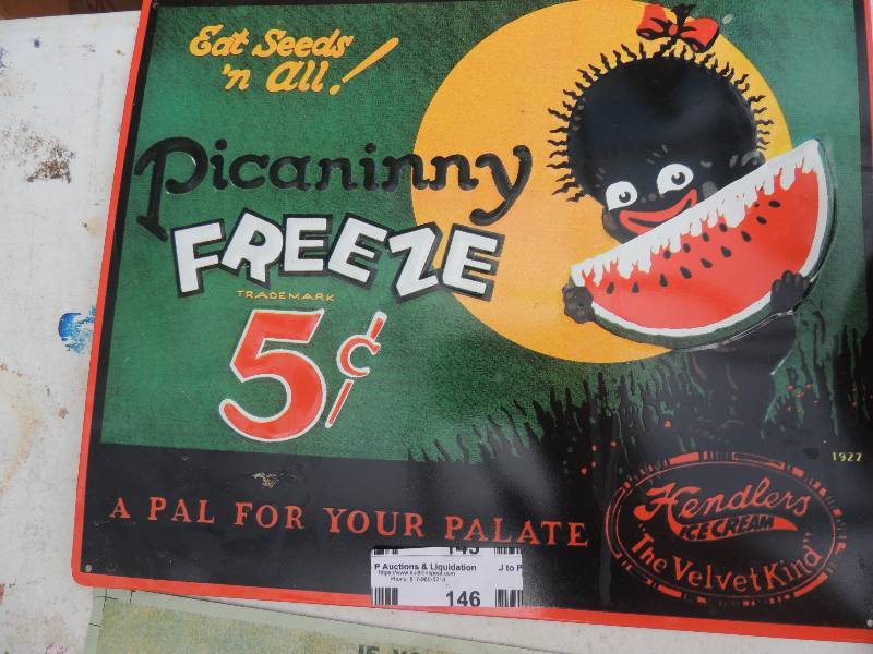 lot 146 image: BLACK AMERICANA  5C Ice cream  Vintage sign ( REPO)