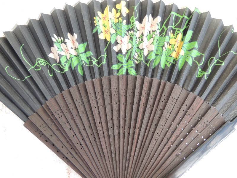 lot 167 image: Geisha hand painted fans x 2 - WOODEN HANDLES