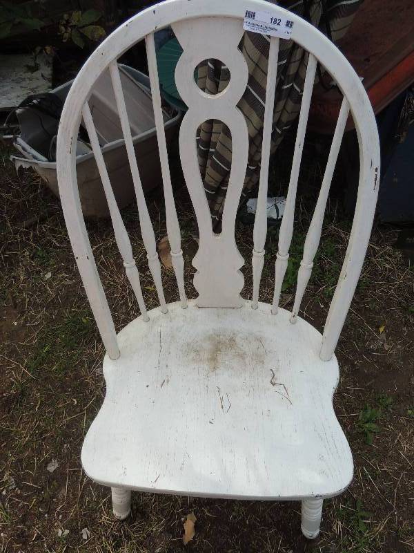 lot 182 image: 2 white WOODEN chairs