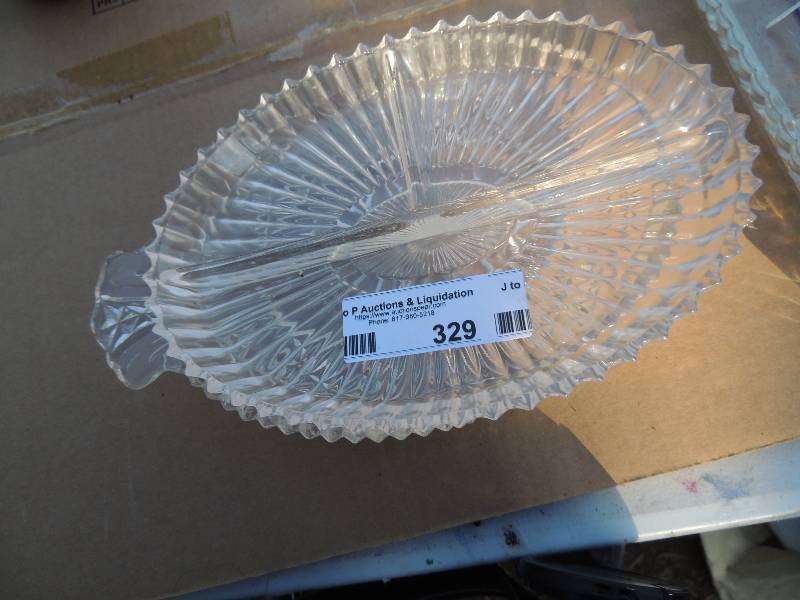 lot 329 image: 3 divided platters and 1 leaf platter