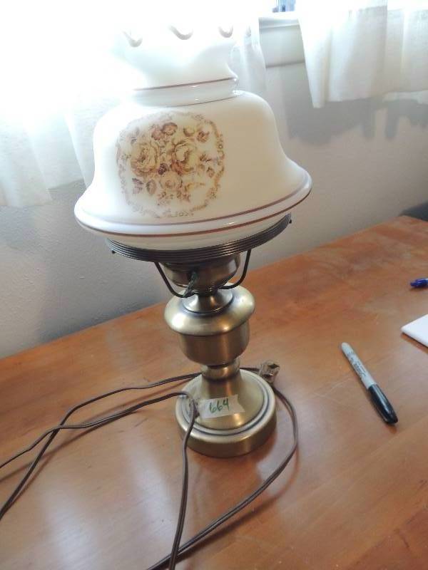 lot 664 image: Lantern and hand painted lamp