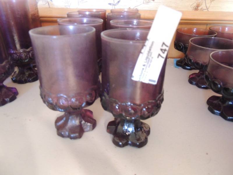 lot 747 image: 8 water glasses Amethyst colored