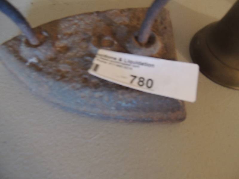 lot 780 image: Sad iron and brass bell