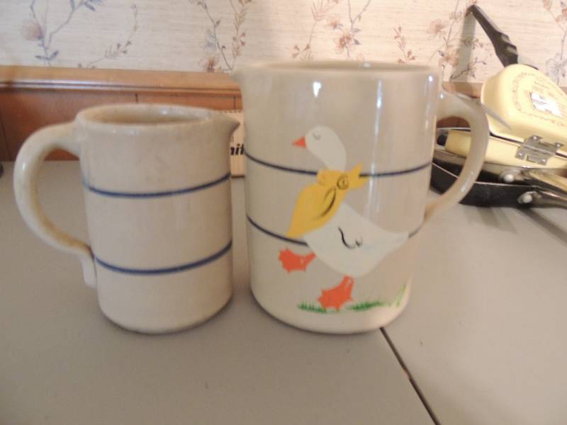 lot 816 image: Man craft hand panted Blue Banded crocks x 2