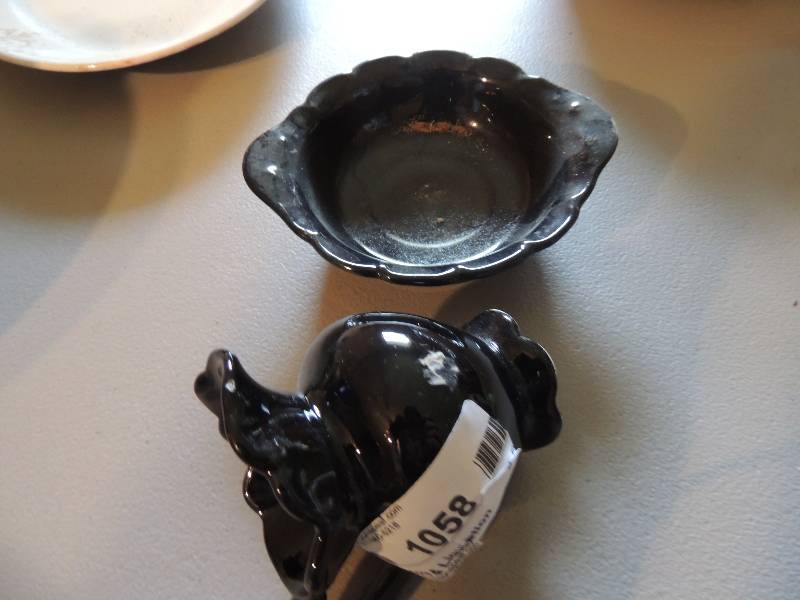lot 1058 image: Mini black pitcher and bowl
