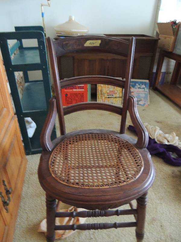 lot 412 image: Vintage cane bottom chair- turned supports very nice