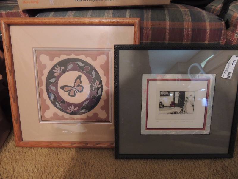 lot 868 image: 2 wall art and assorted other treasures