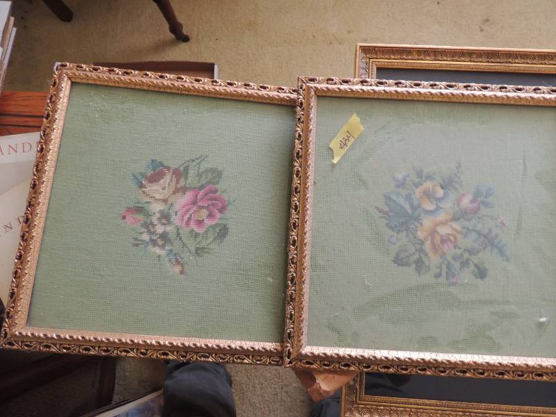 lot 434 image: Needle point- floral 16 x 16