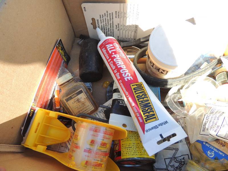 lot 514 image: Box of misc. picture glue rollers all purpose adhesive