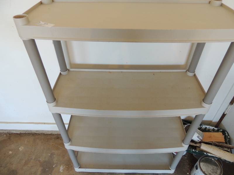 lot 975 image: Gray plastic shelving with 4 shelves
