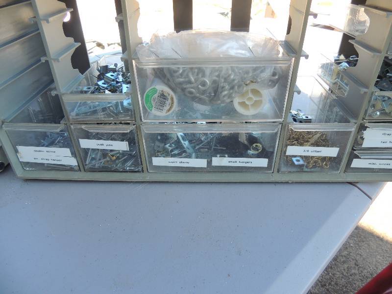lot 988 image: Metal screw box with misc. nuts, bolts, screws, etc. missing drawer