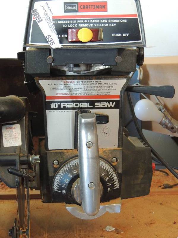 lot 535 image: Craftsman 10 RADIAL SAW - WORKING