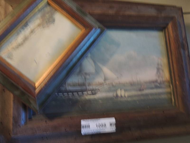 lot 1088 image: 2 11x14 pictures of sail boats, 5x7 seashore