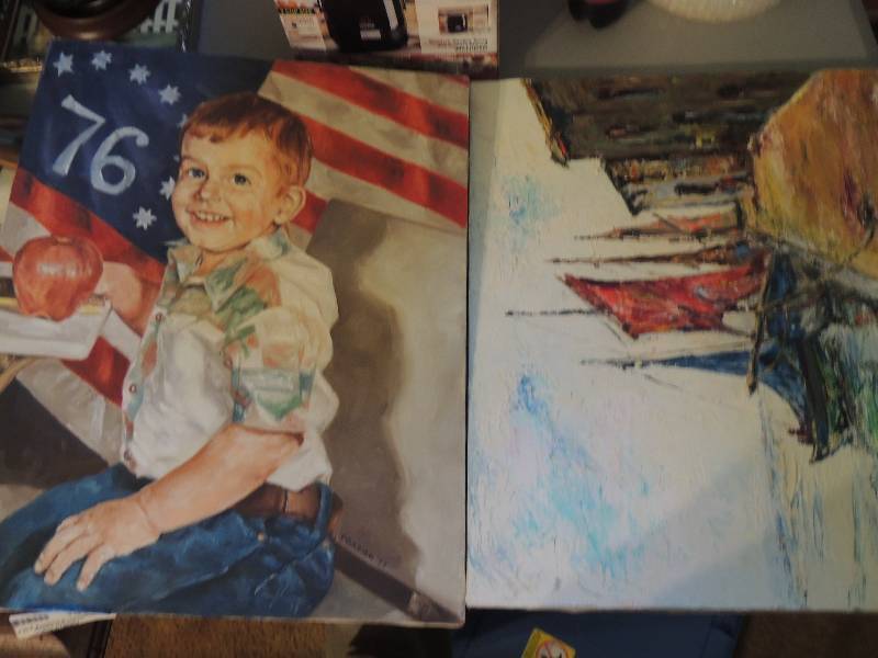 lot 1090 image: 1976 Frazier 77, 16 x 20 canvas paintings x 2