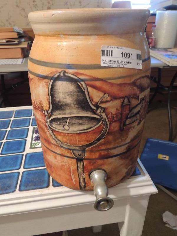 lot 1091 image: Prairie decorated pottery with spout and top - HAND THROWN POTTERY