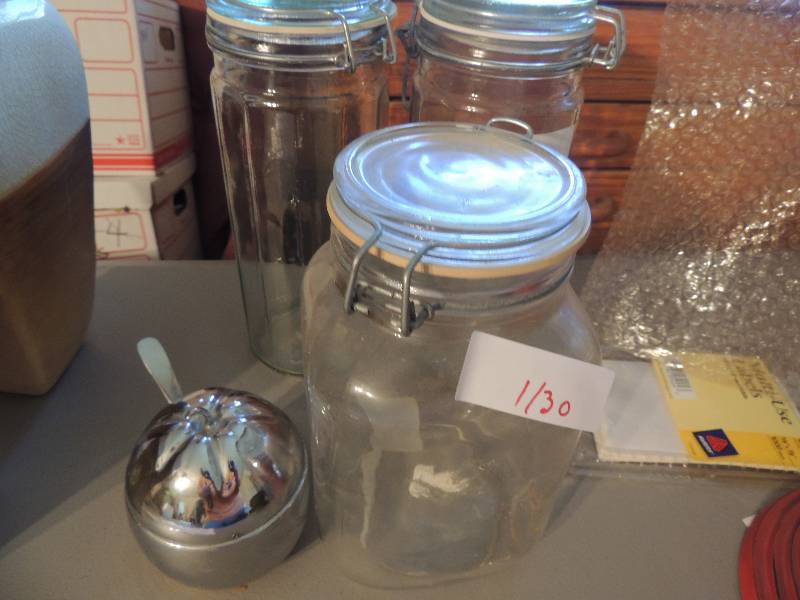 lot 1130 image: 3 storage container jars