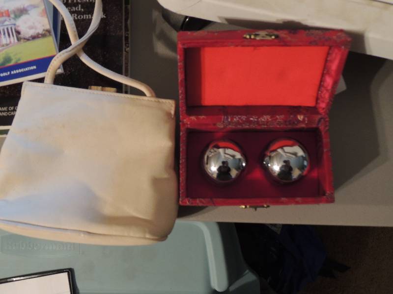 lot 1221 image: Meditation balls and Anne Klein purse