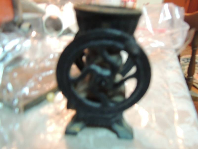 lot 220 image: VINTAGE  candle holder - -COFFEE GRINDER
