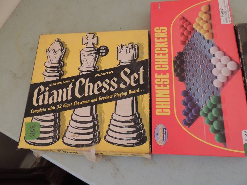 lot 358 image: Giant chess set, Battleship, Triominoes