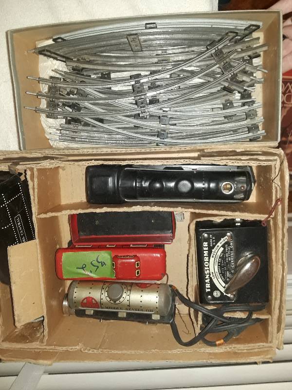 lot 352 image: Louis Marks Company  TRAIN SET - TRACK , CARS  ENGINE with transformer
