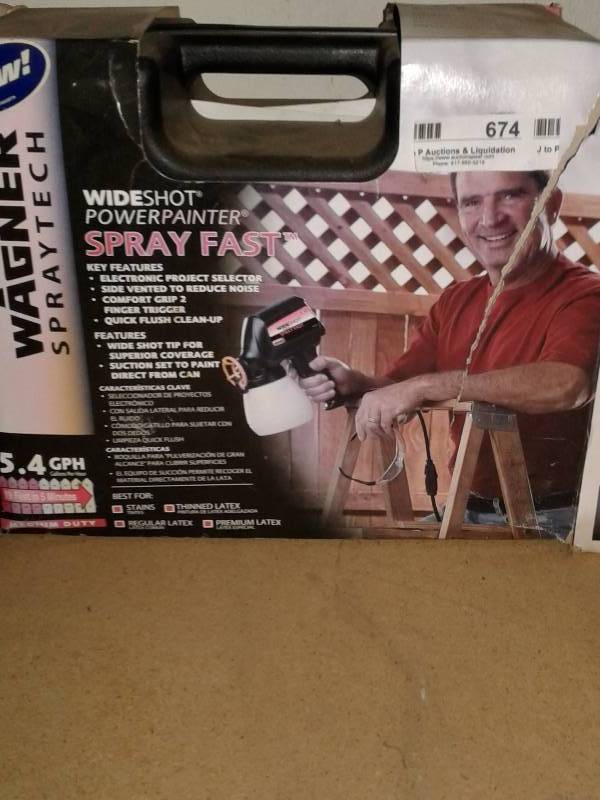 lot 674 image: Wagner Spray tech wide shot power painter 5.4 GPH in box
