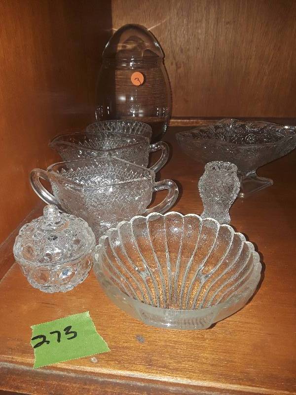 lot 273 image: Glass- sugar, creamer, candy
