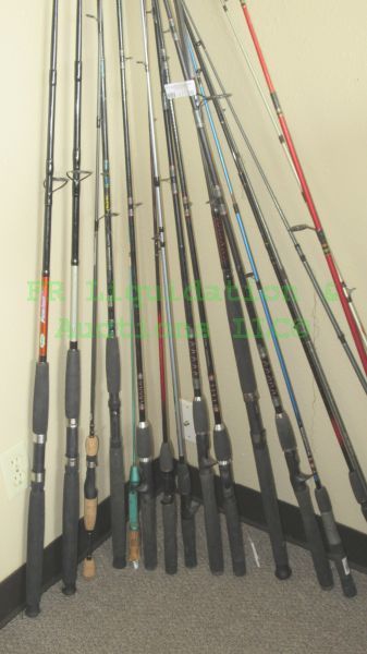 lot 26 image: Assorted fishing rods including Shakespeare, Rhino, Abu Garcia plus. 18 count